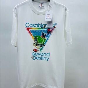 Casablanca White Graphic Tee with Butterfly Design